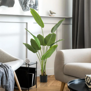 Büropflanze PALMA, Höhe 160 cm, künstliche Bananenpflanze in schwarzem Blumentopf — Bild 5