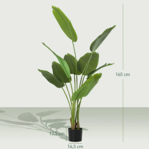 Büropflanze PALMA, Höhe 160 cm, künstliche Bananenpflanze in schwarzem Blumentopf — Bild 2