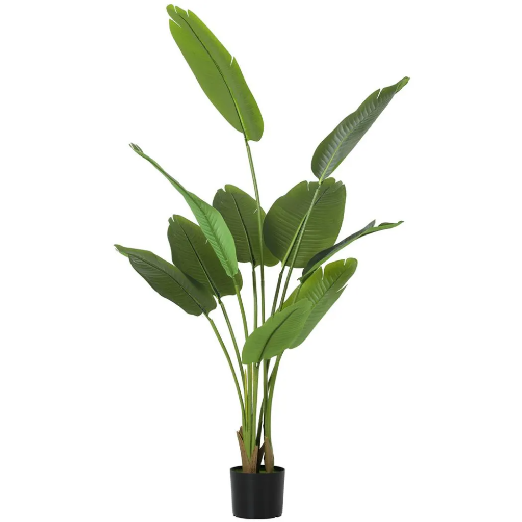 Büropflanze PALMA, Höhe 160 cm, künstliche Bananenpflanze in schwarzem Blumentopf